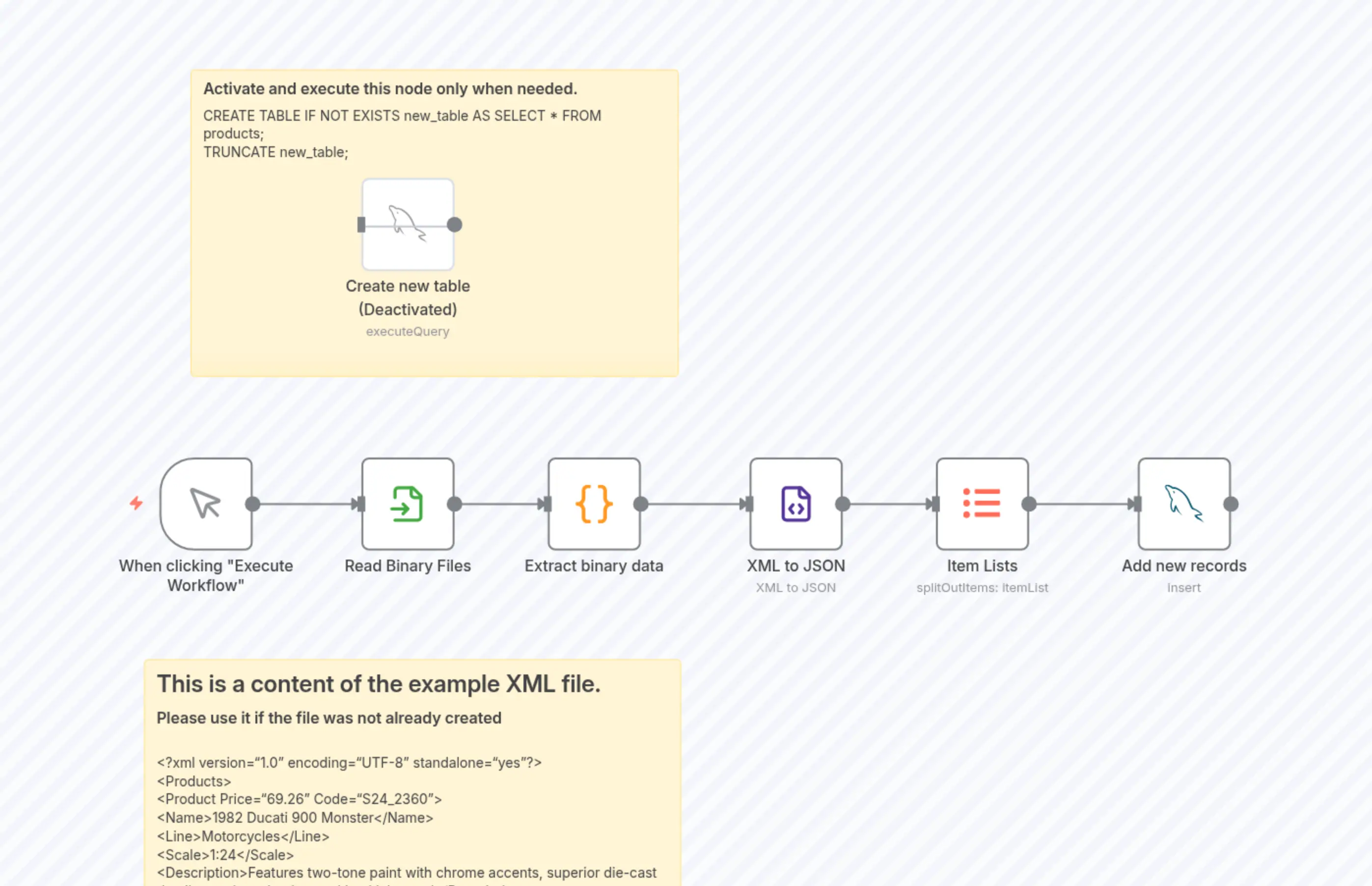 XML usecase: import XML data