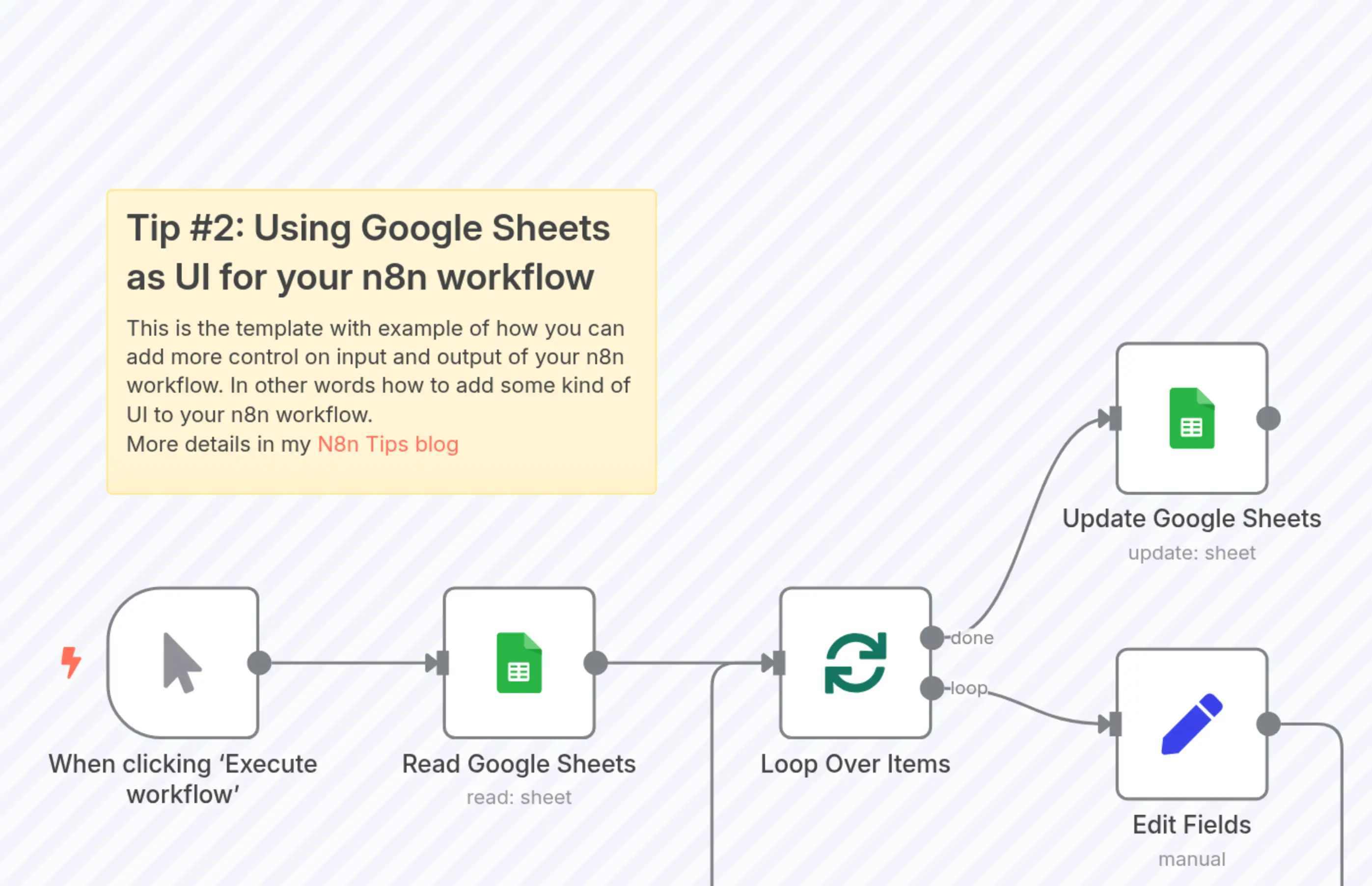 Tip #2: Using Google Sheets as UI for your n8n workflow