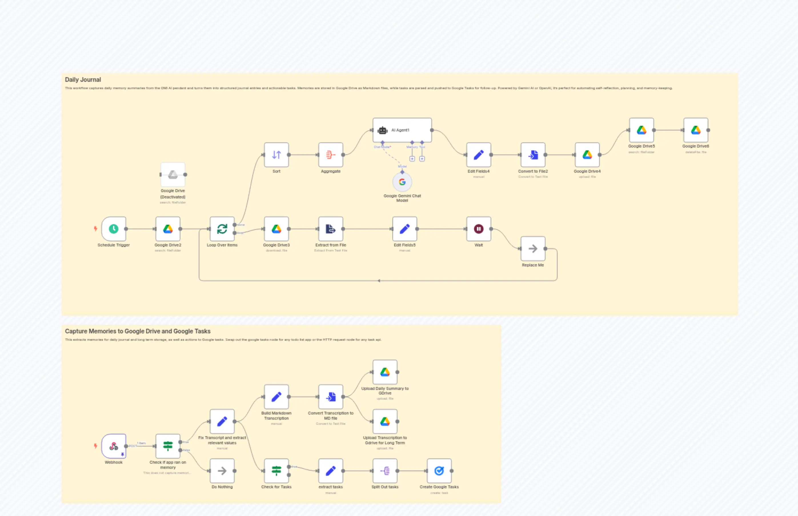 Transform Voice Memos into Daily Journals & Tasks with OMI.ME, Gemini AI & Google Drive