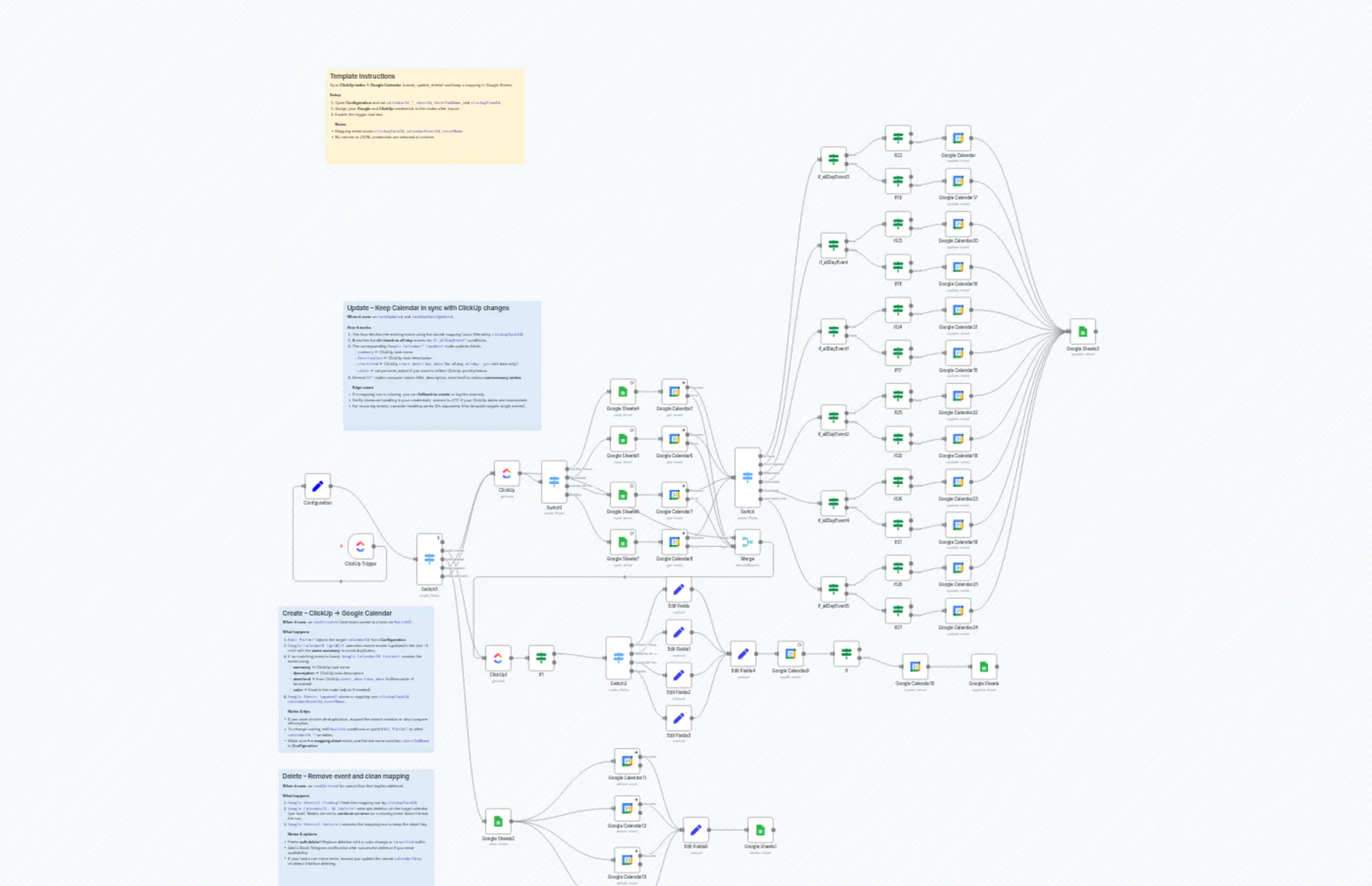 Bidirectional ClickUp Task & Google Calendar Sync with Multi-Calendar Routing